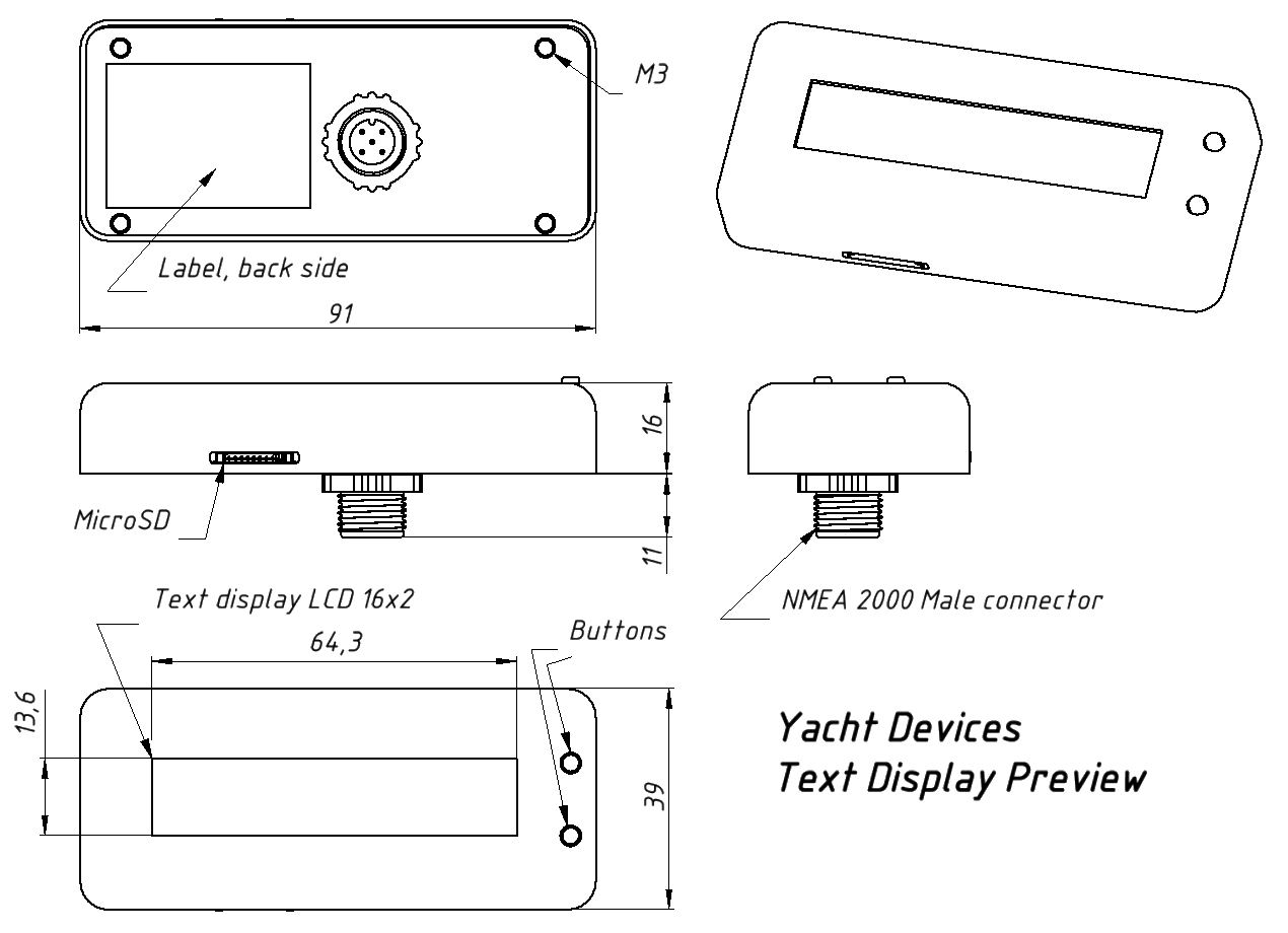 Drawing of Yacht Devices Text Display