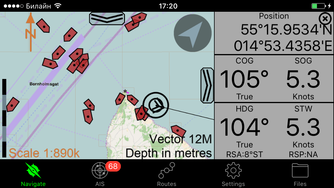 SEAiq Open IPhone app connected to YDWG-02