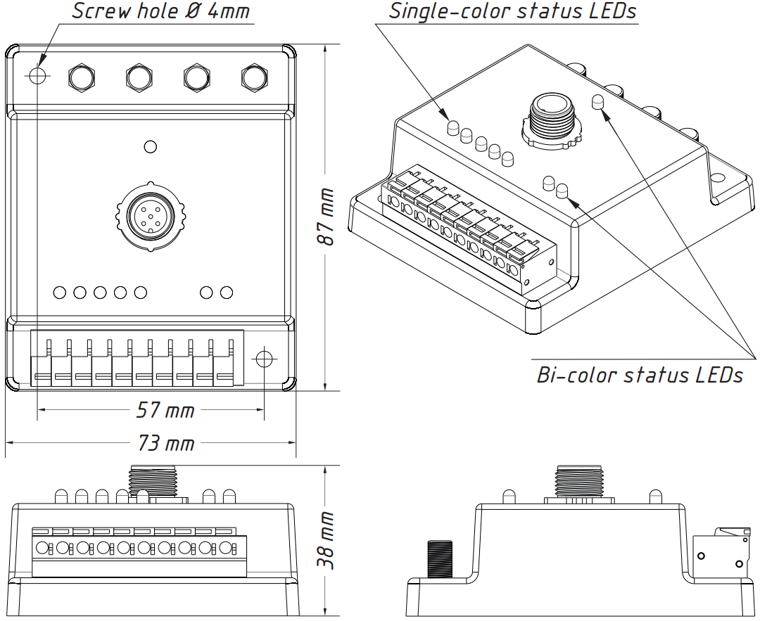 Drawing of Yacht Devices Autopilot YDAP-04N