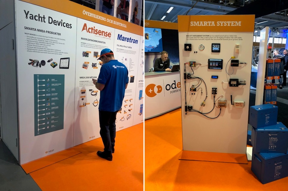 Odelco stand with Yacht Devices prododucts at Stockholm boat show