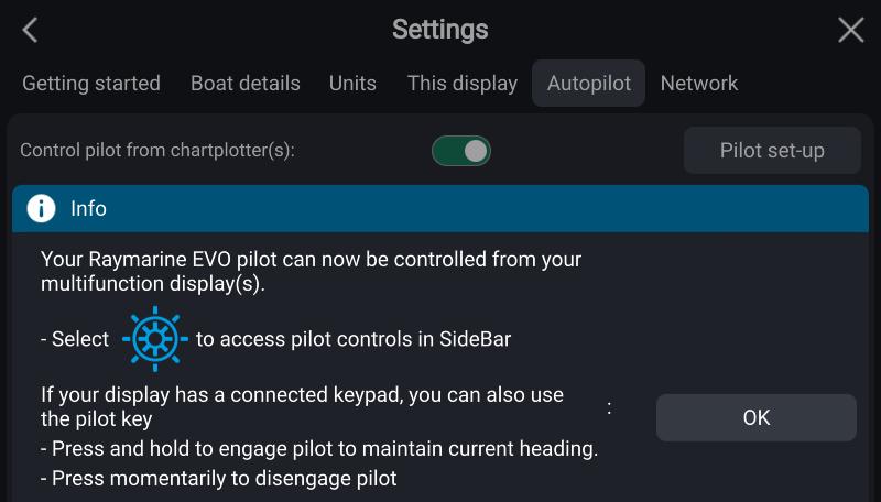LightHouse IV autopilot settings tab