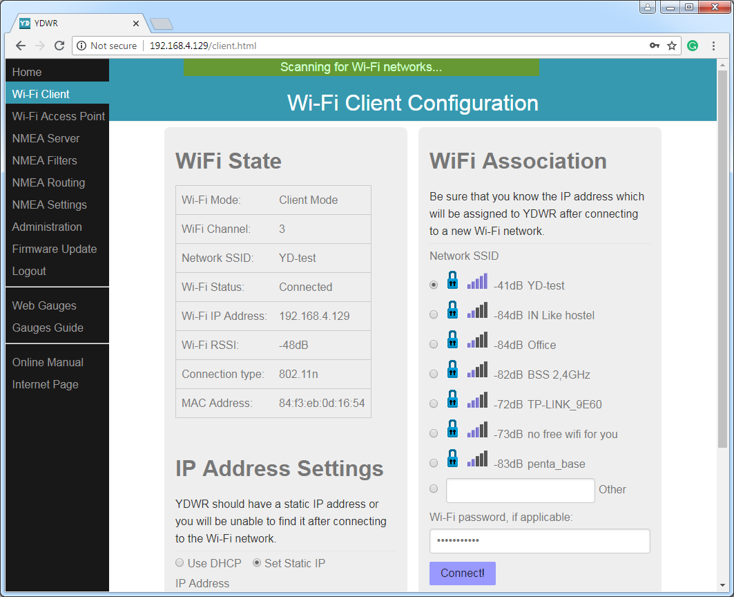 Works as Access Point or can be connected to existing Wi-Fi network