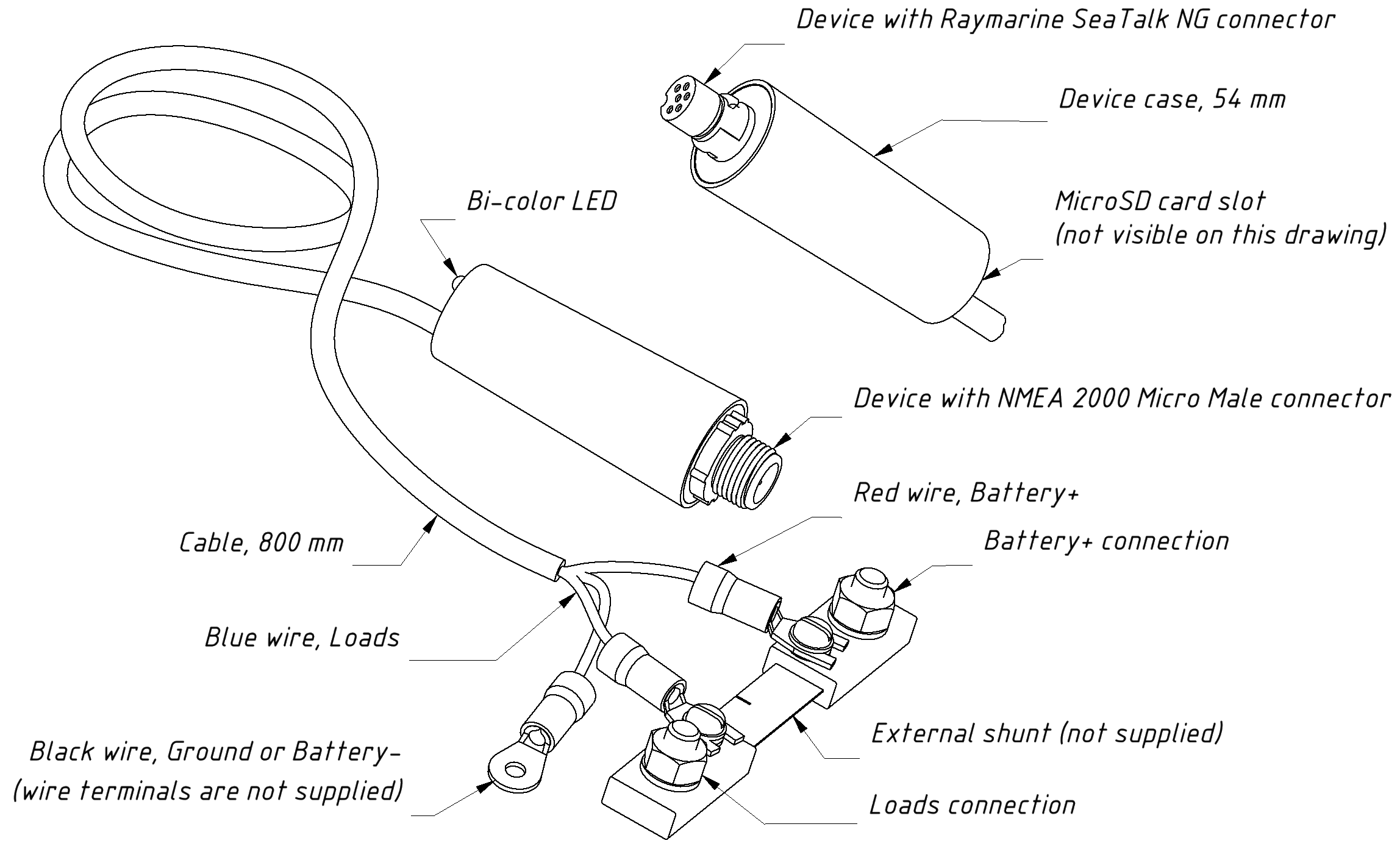 Drawing of Battery Monitor YDBM-01