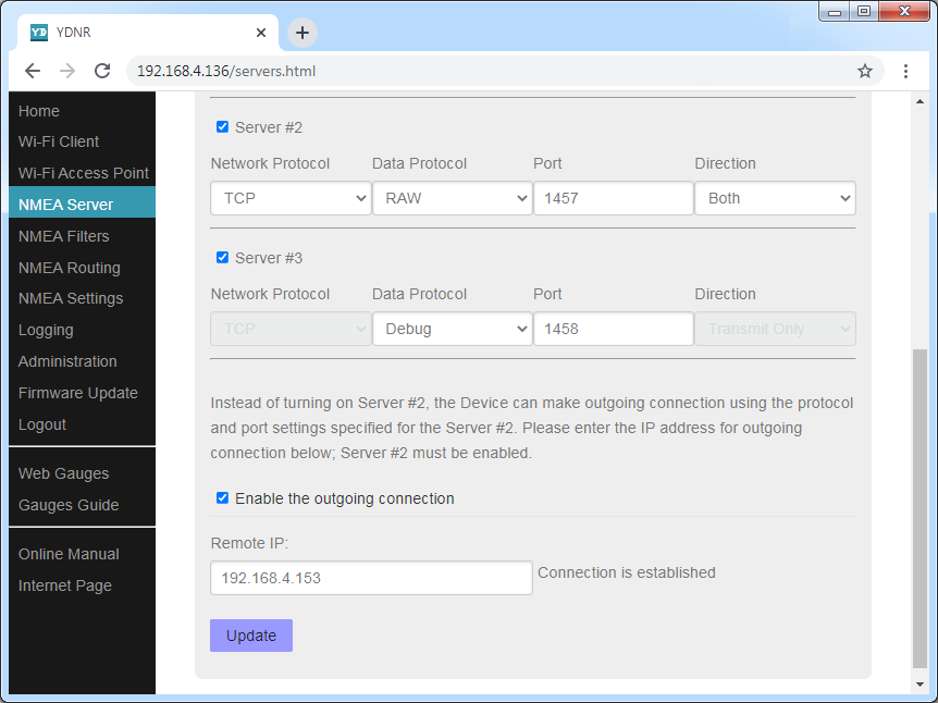 Outgoing TCP connection to 192.168.3.153:1457 (RAW data protocol)