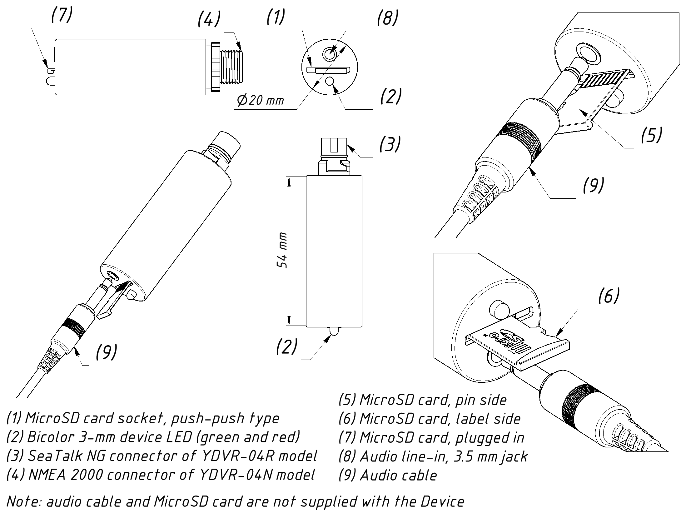 Drawing of the Voyage Recorder YDVR-04